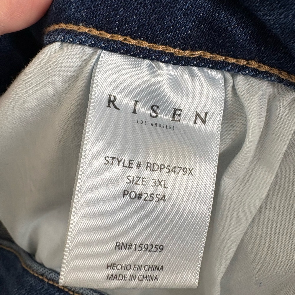 Risen plus size High Rise Raw Hem‎ High Rise Distressed Jeans NWT RDP5479X 608 - Picture 10 of 11
